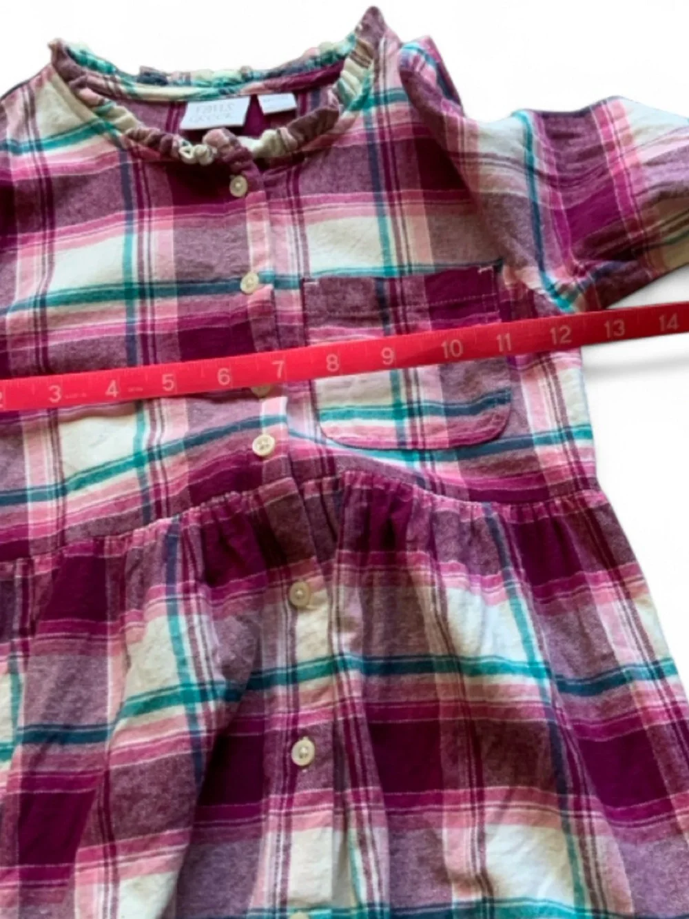 Falls Creek Plaid LS Button Down Dress Girls Medium 7/8